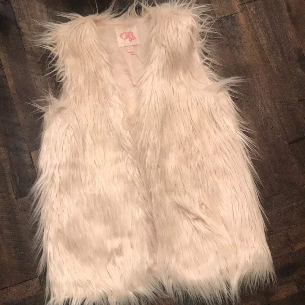 GB Girls cream faux fur vest